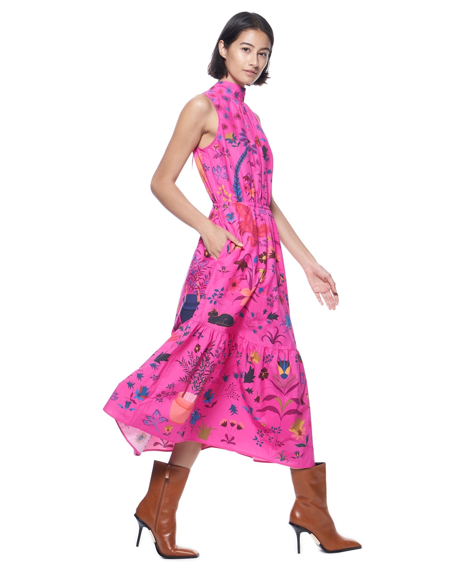 Jia Dress | Pop Pink Palampore