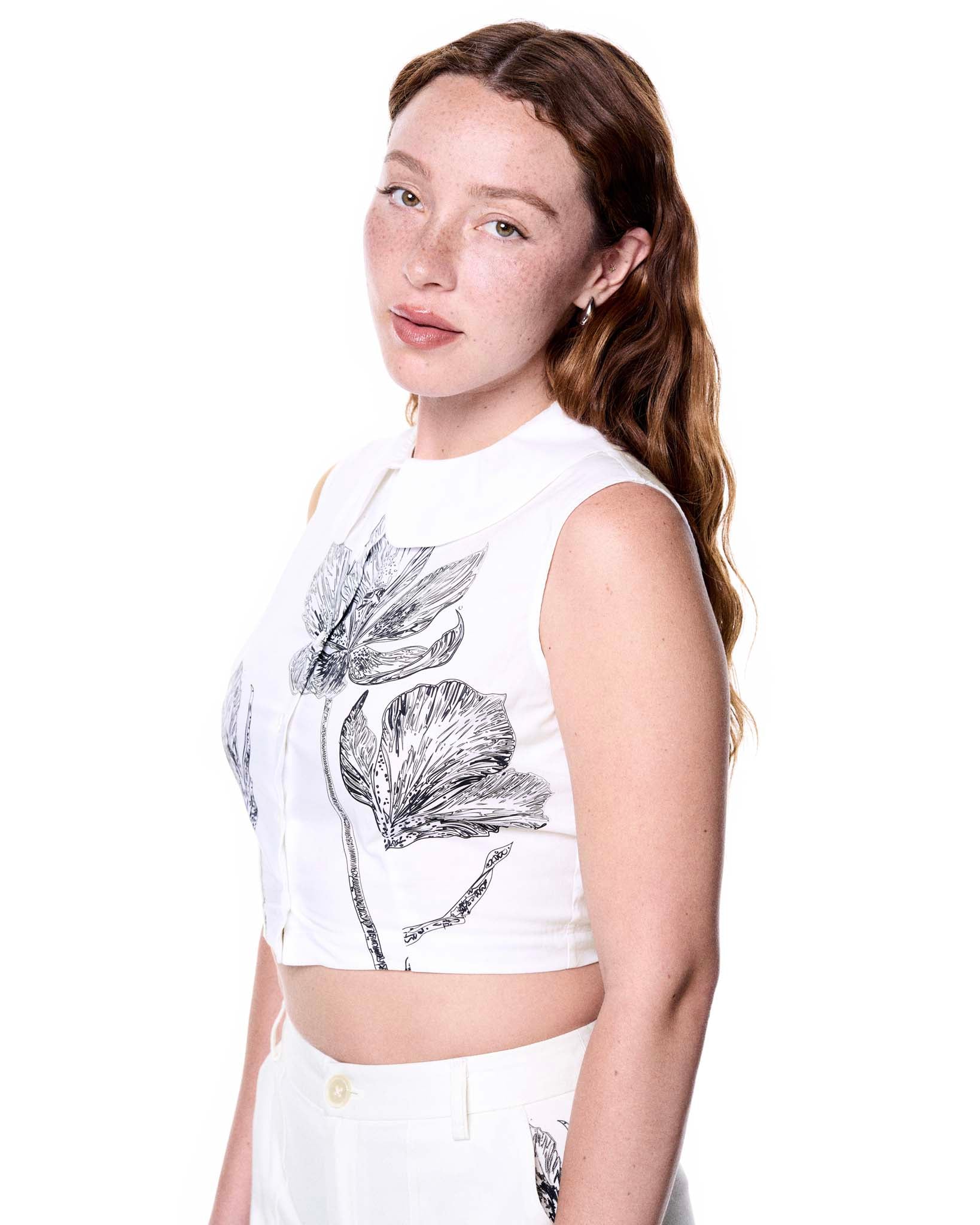 Caroline Top | Black Ink Florals