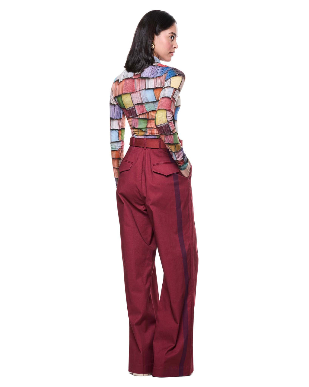 Leigh Trouser | Cranberry Stripe