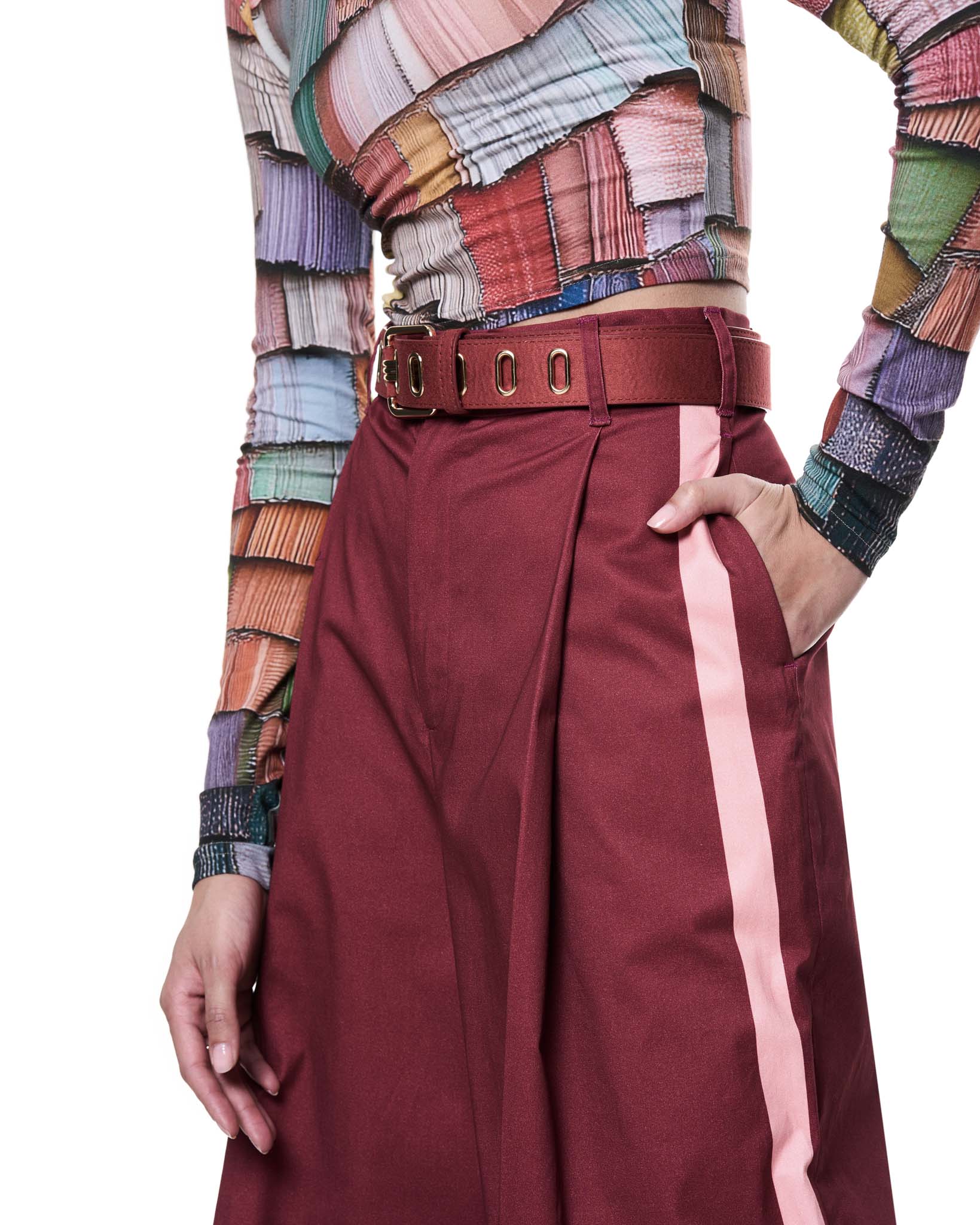 Leigh Trouser | Cranberry Stripe