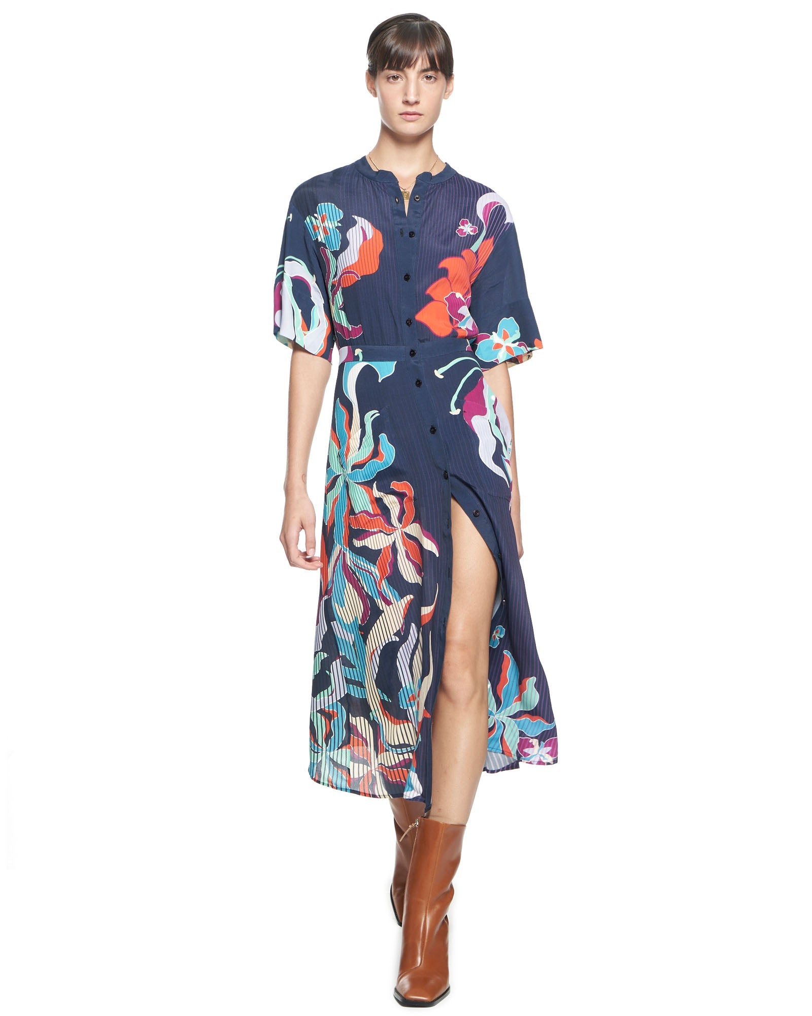 Cobie Shirtdress | Navy Tropics