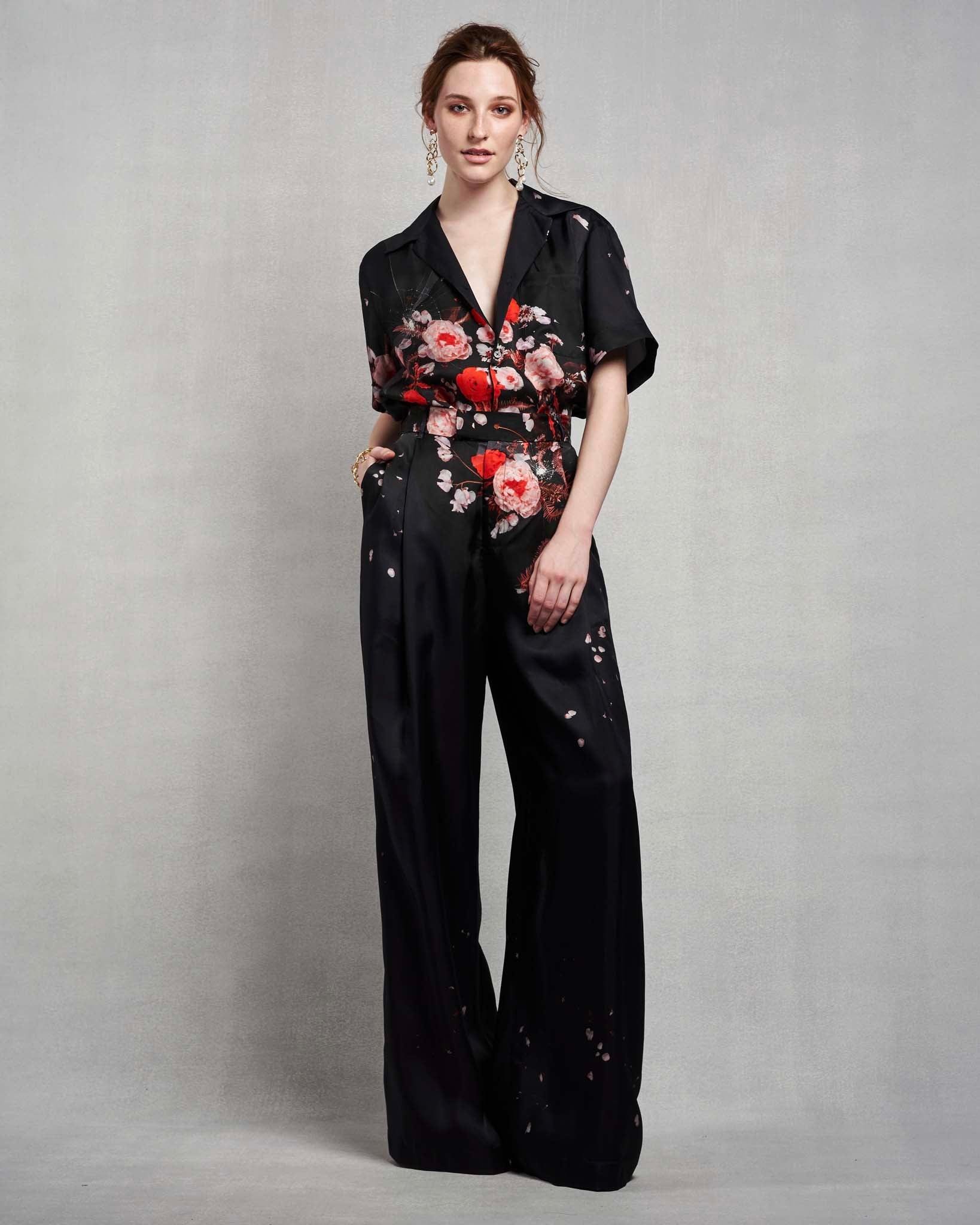 Leah Trouser | Red Shattered Florals