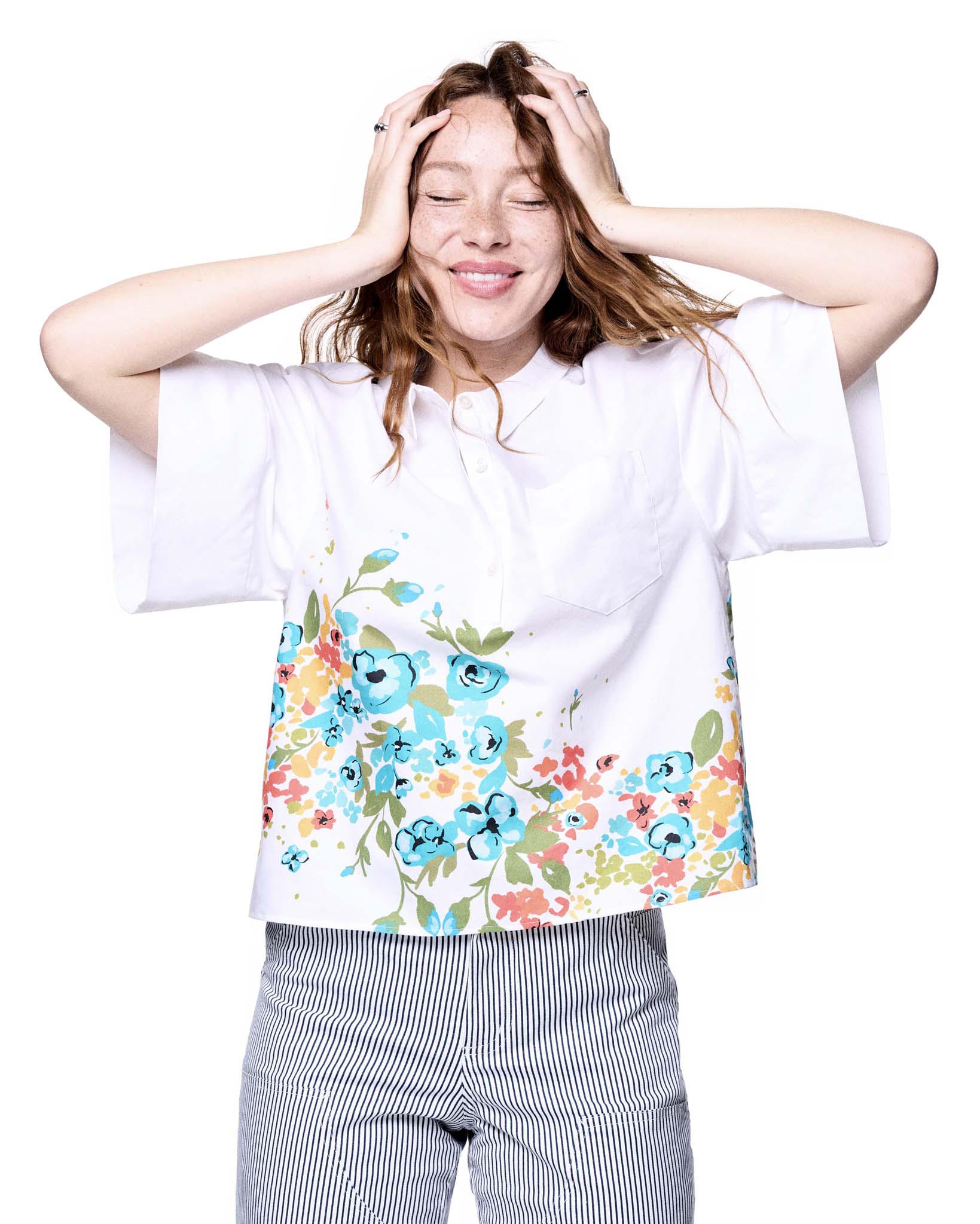 Boxy Shirt | White Morning Blooms