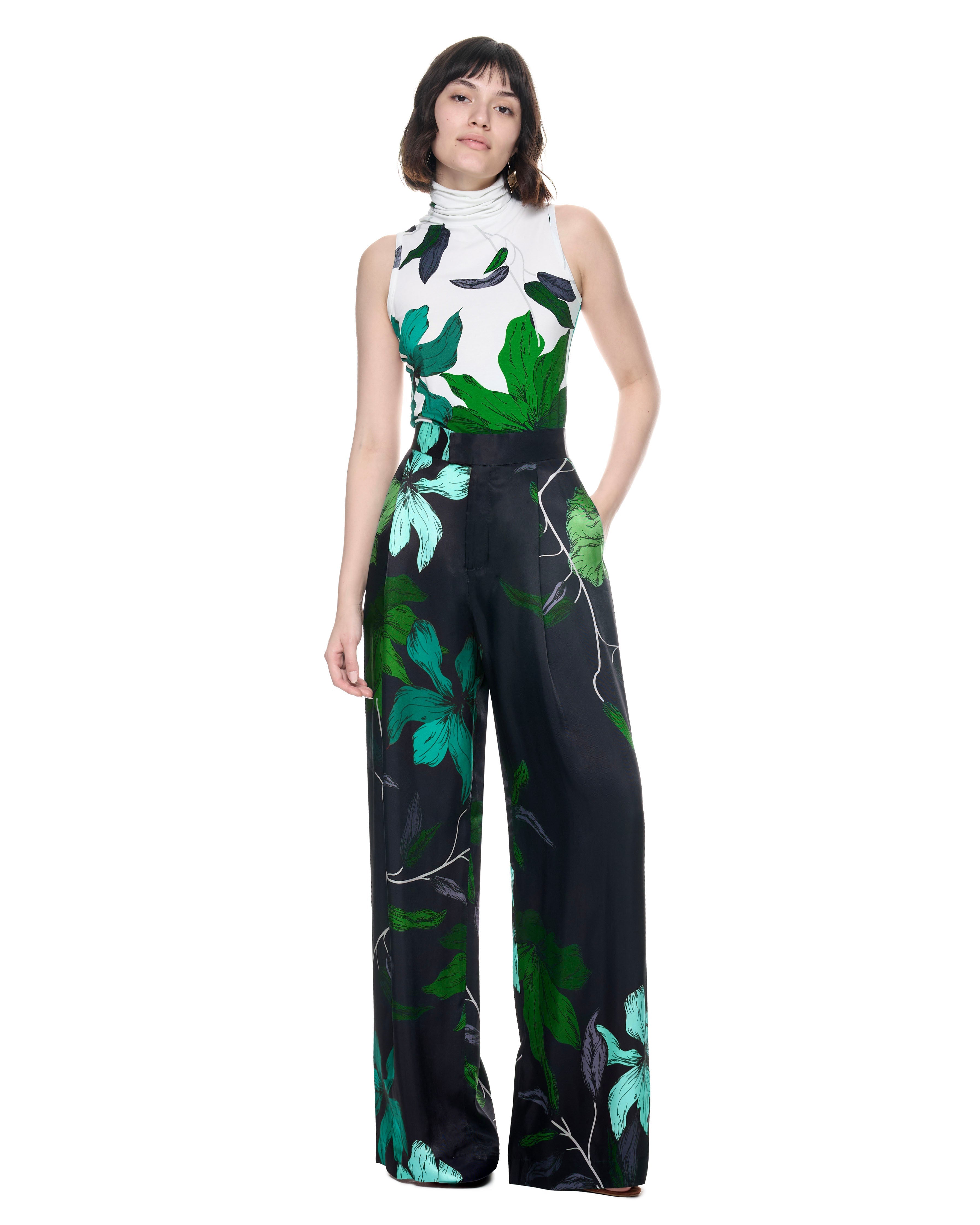 Sleeveless Turtleneck | Aqua Upstate Florals