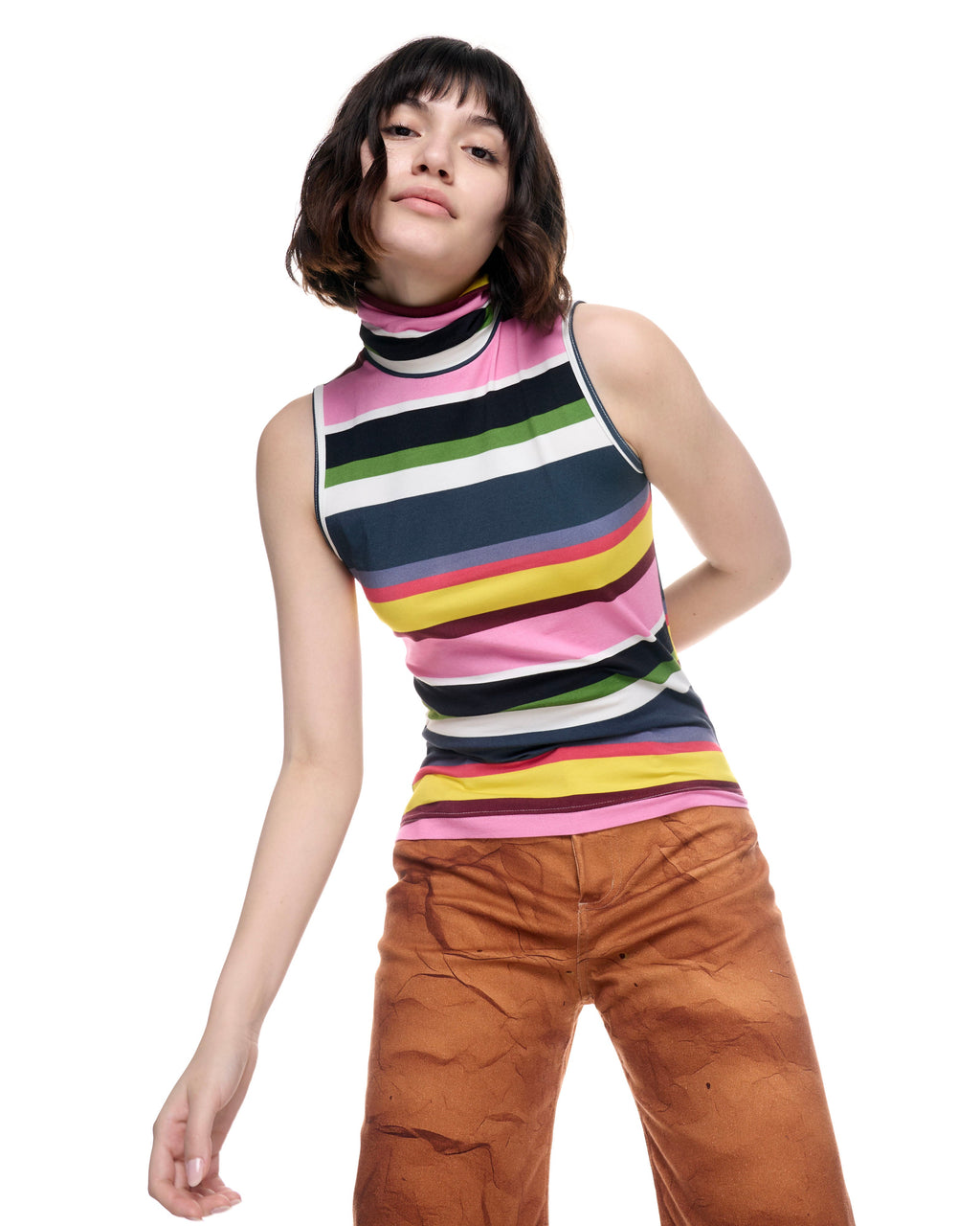Sleeveless Turtleneck | Flavor Burst Stripes
