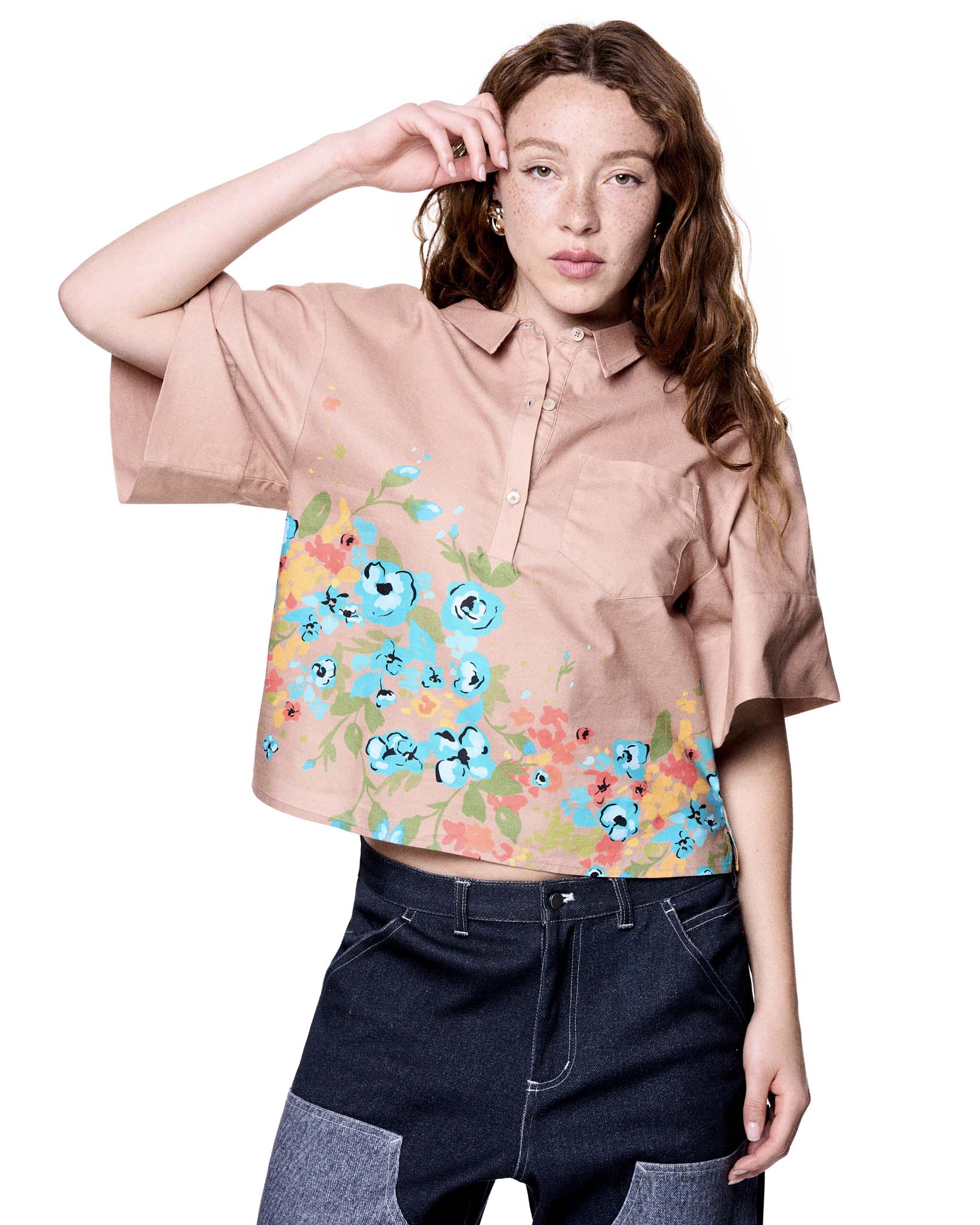 Boxy Shirt | Mocha Morning Blooms