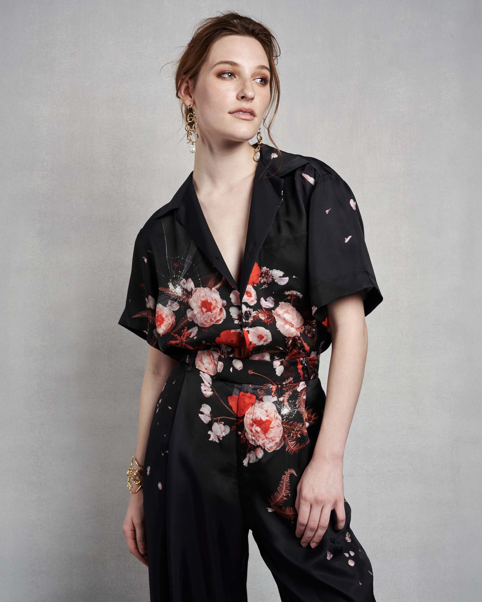 Daniel Camp Shirt | Red Shattered Florals